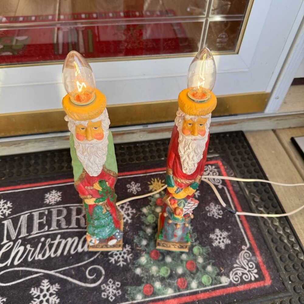 Vintage 2 K-Mart Resin Santa Candle Lamps Christmas Holiday Original Box 70s 80s - Picture 6 of 9